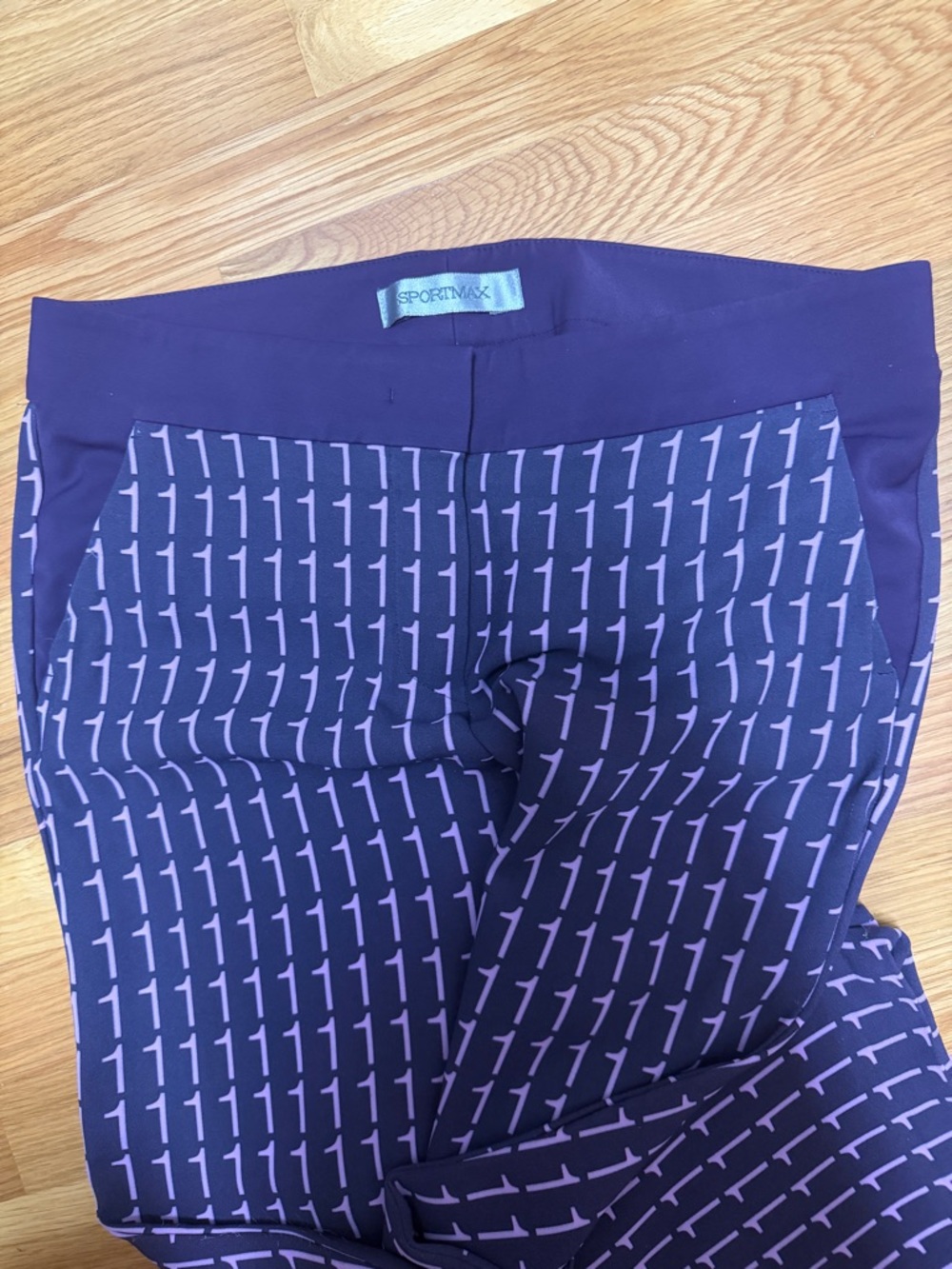 Sportmax Navy and Purple Geometric Print Trousers